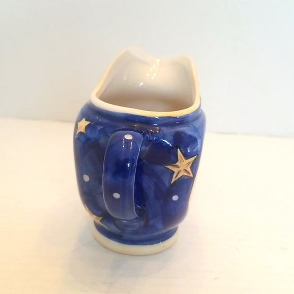 Vintage Blue Celestial Sun Moon Stars Creamer - Picture 4 of 8